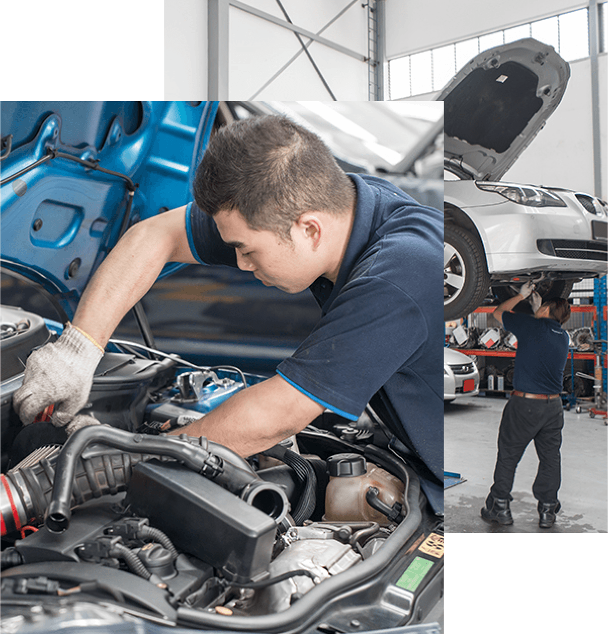 man fixing car
